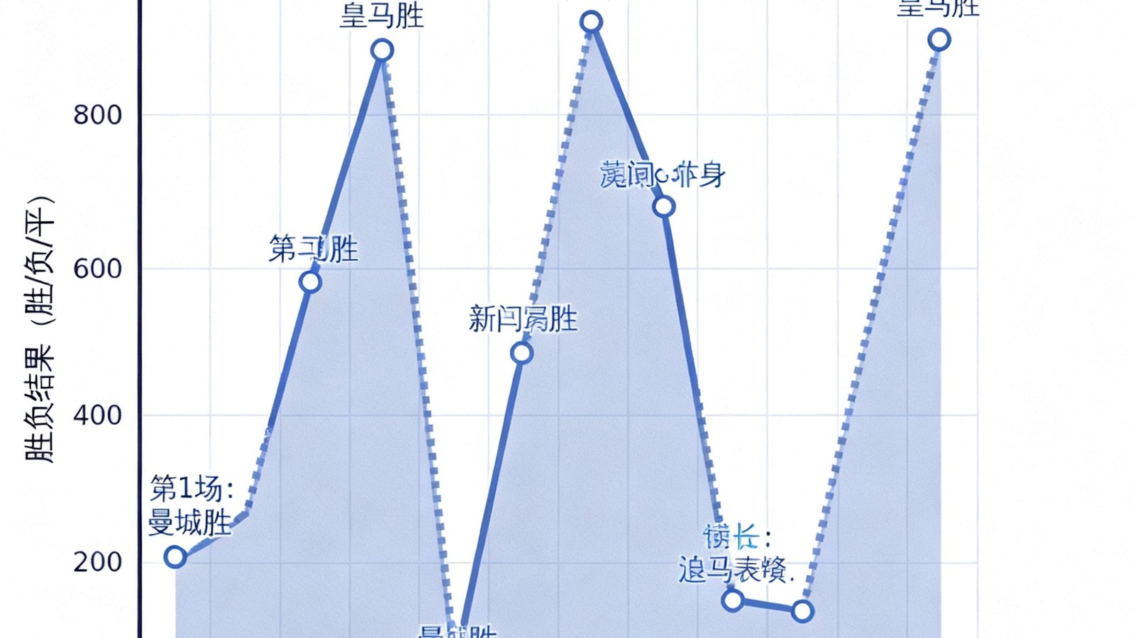 曼城皇马历史交锋数据折线图，显示近10场胜负关系